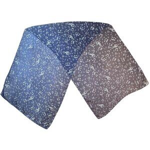 2/$30 Navy Blue & White Music Note Pattern Neck Scarf 58" Long